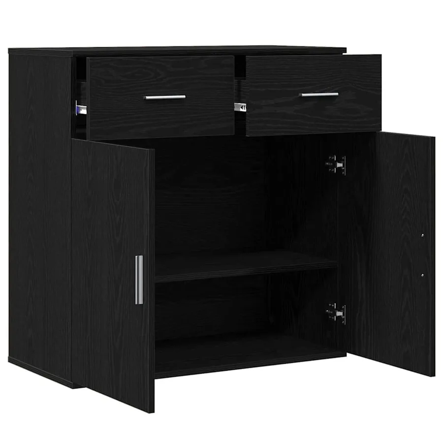 Buffet avec tiroir Chêne noir 78 x 38 x 80 cm Bois d'ingénierie - 5