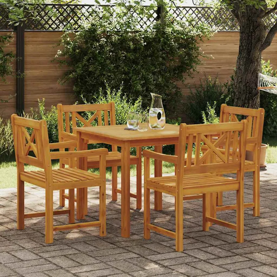 Ensemble de salle à manger pour jardin 5 pcs Marron