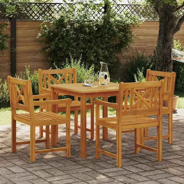 Ensemble de salle à manger pour jardin 5 pcs Marron