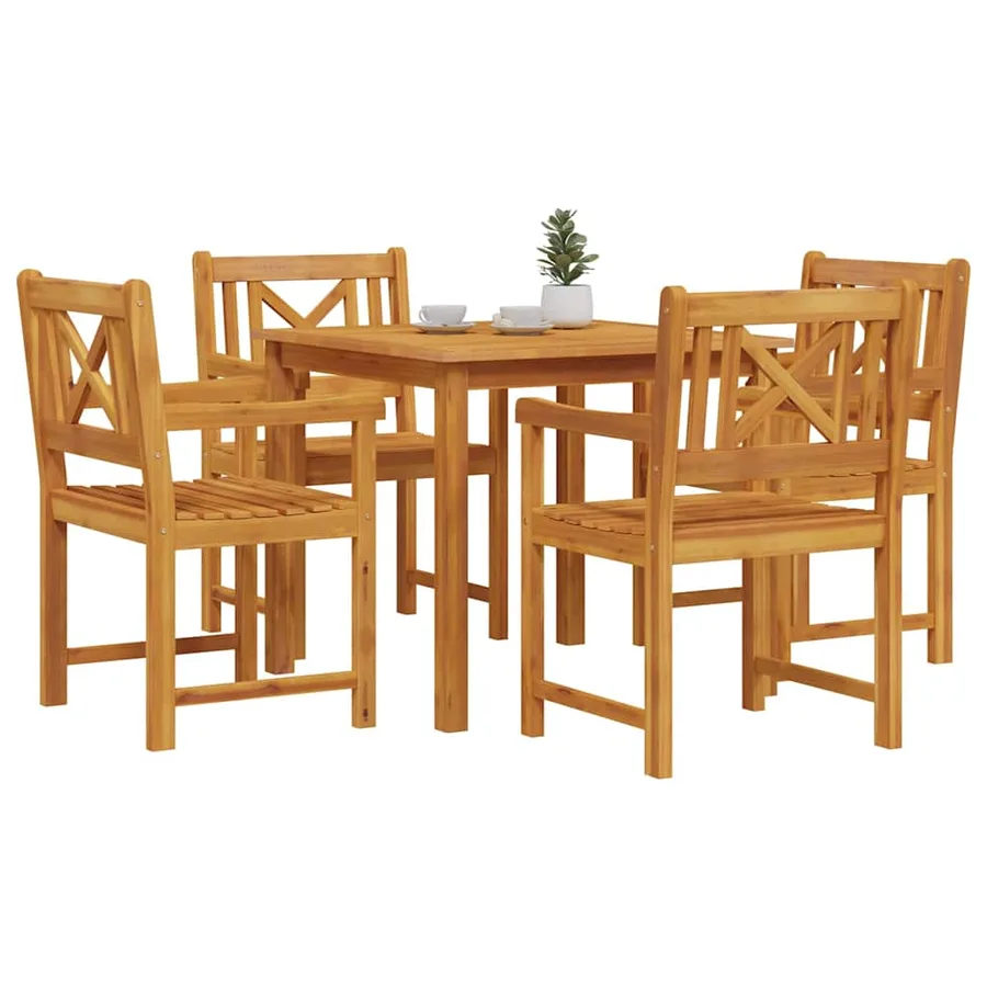 Ensemble de salle à manger pour jardin 5 pcs Marron - 3