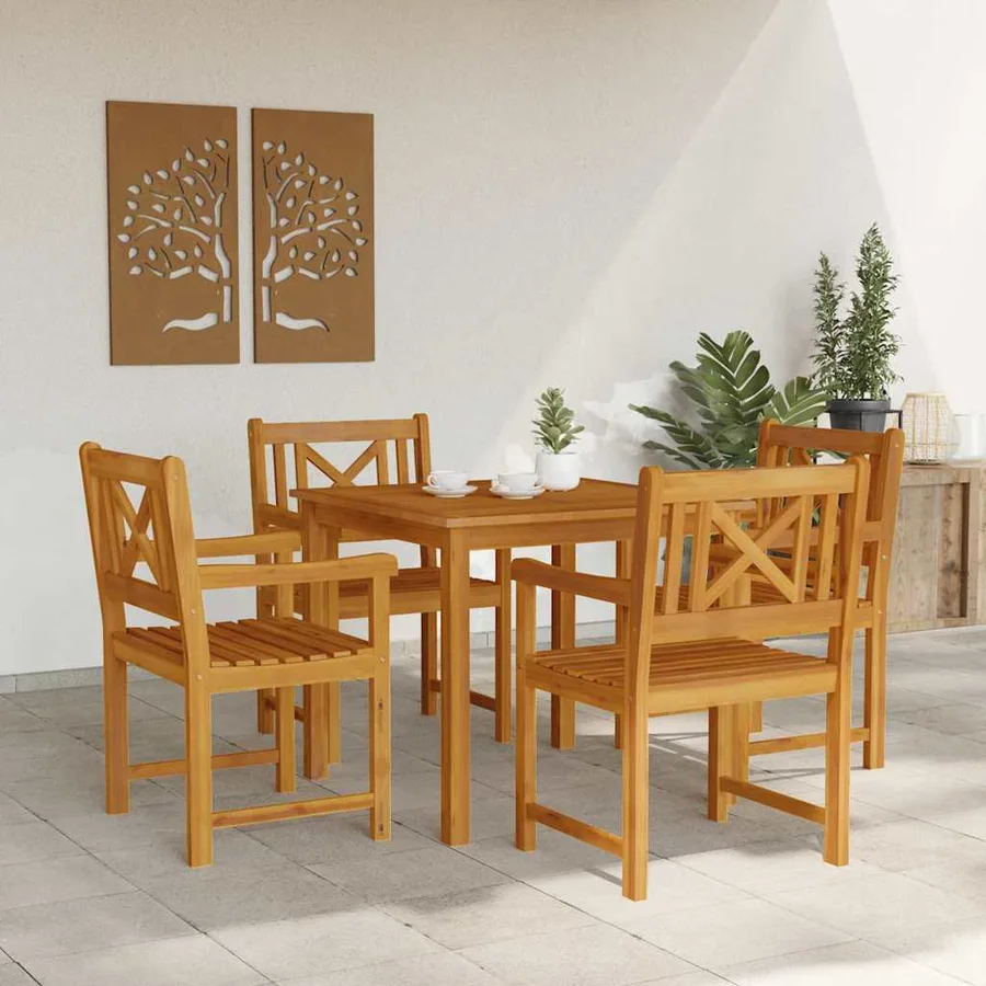 Ensemble de salle à manger pour jardin 5 pcs Marron - 4