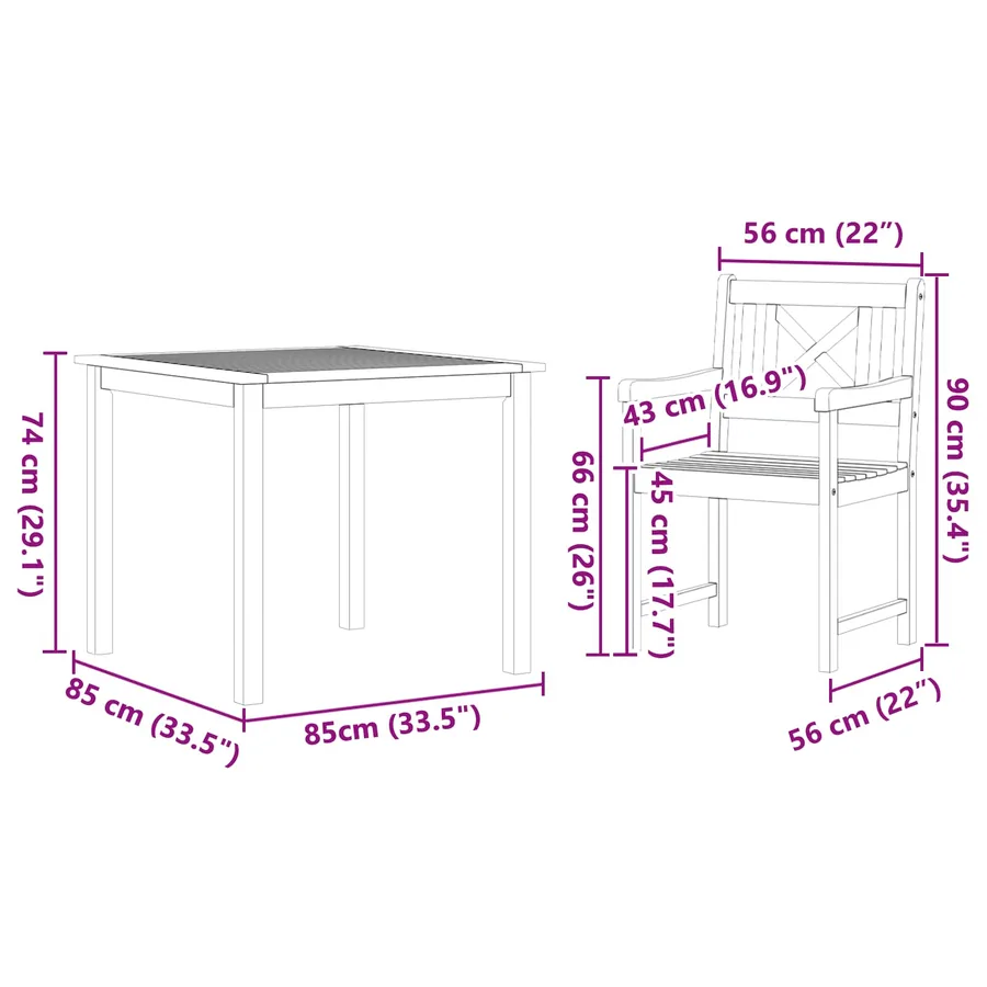 Ensemble de salle à manger pour jardin 5 pcs Marron - 8