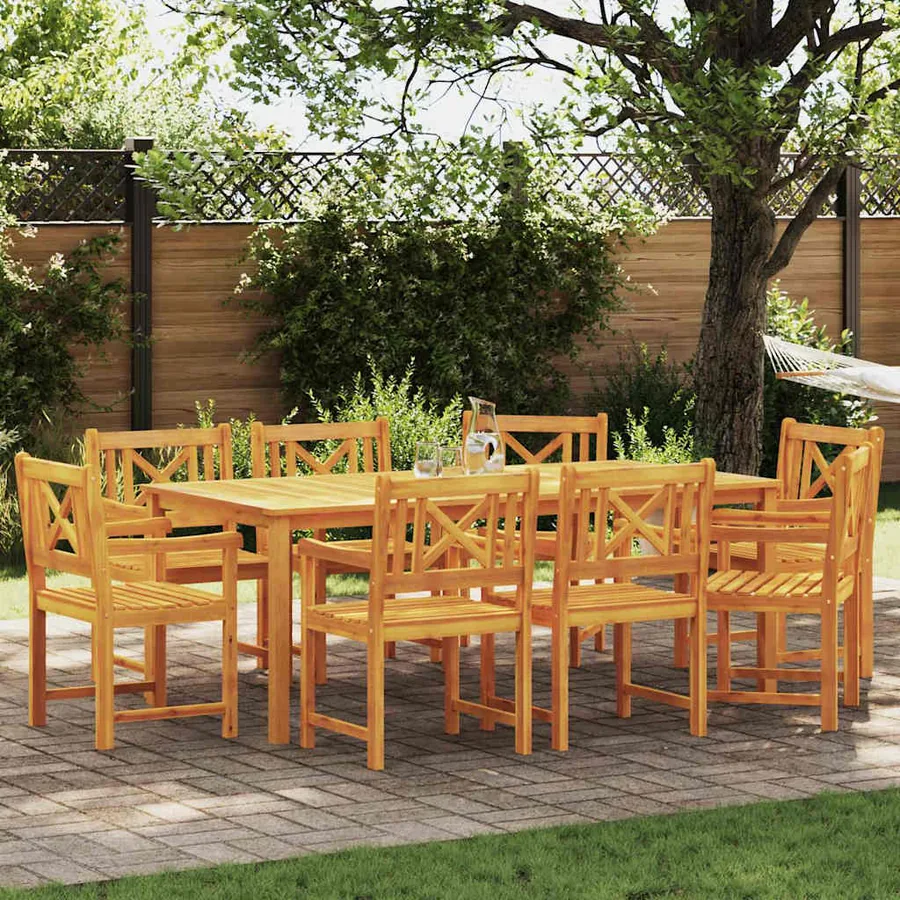 Ensemble de salle à manger pour jardin 9 pcs Marron