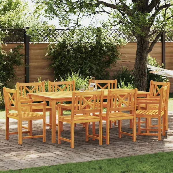 Ensemble de salle à manger pour jardin 9 pcs Marron