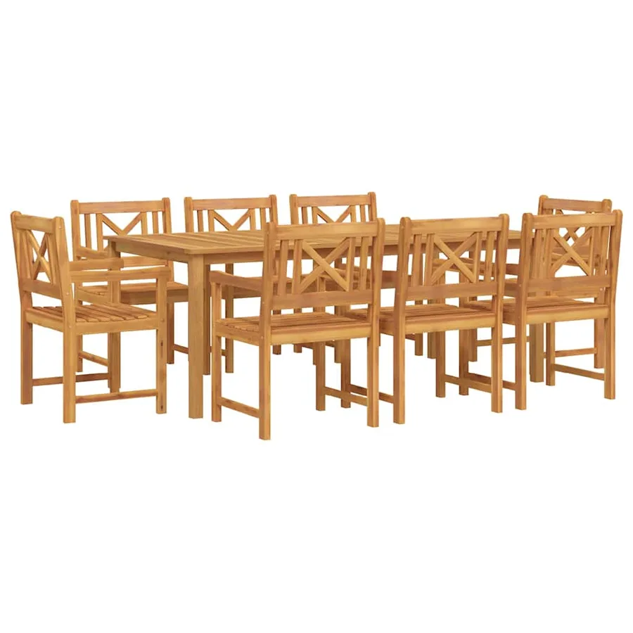 Ensemble de salle à manger pour jardin 9 pcs Marron - 2