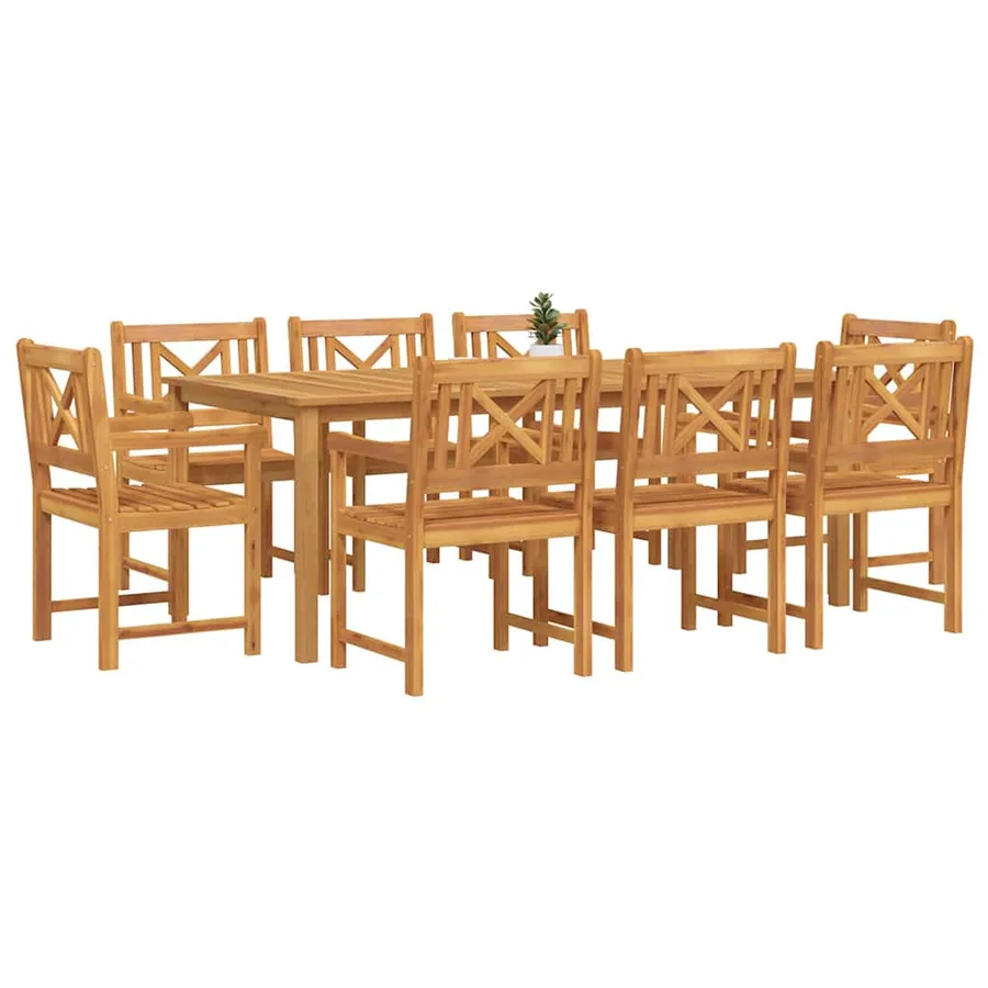 Ensemble de salle à manger pour jardin 9 pcs Marron - 3
