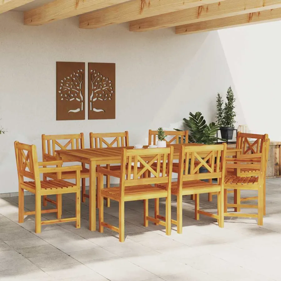 Ensemble de salle à manger pour jardin 9 pcs Marron - 4