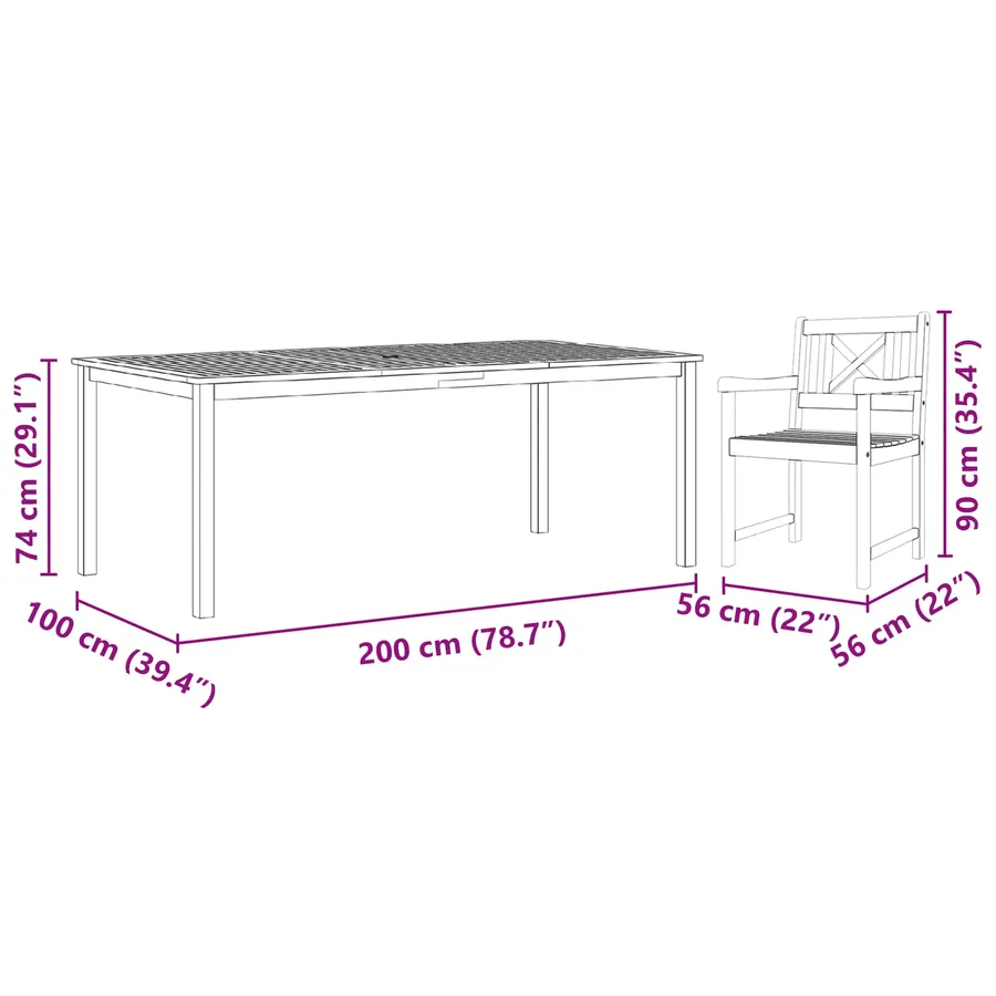 Ensemble de salle à manger pour jardin 9 pcs Marron - 8