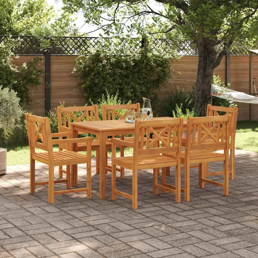 Ensemble de salle à manger pour jardin 7 pcs Marron