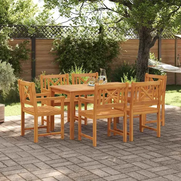 Ensemble de salle à manger pour jardin 7 pcs Marron