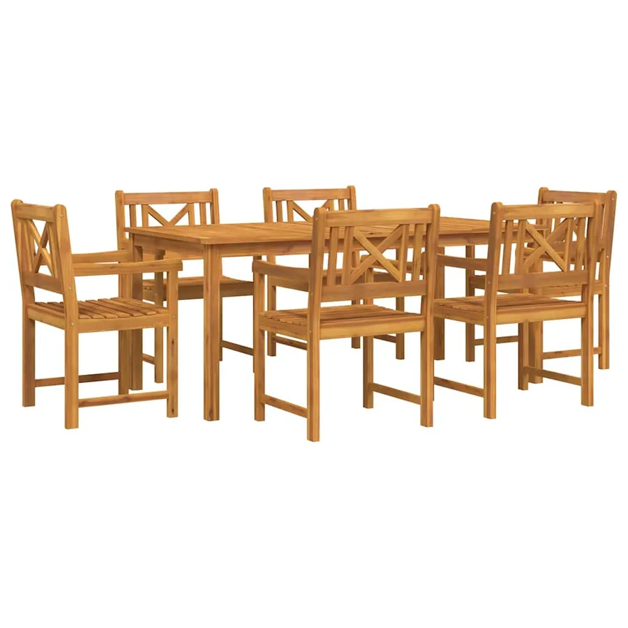 Ensemble de salle à manger pour jardin 7 pcs Marron - 2
