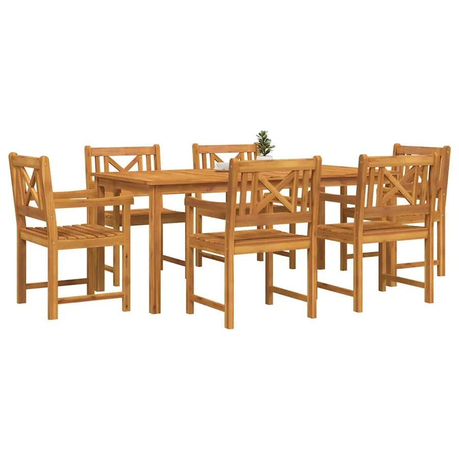 Ensemble de salle à manger pour jardin 7 pcs Marron - 3