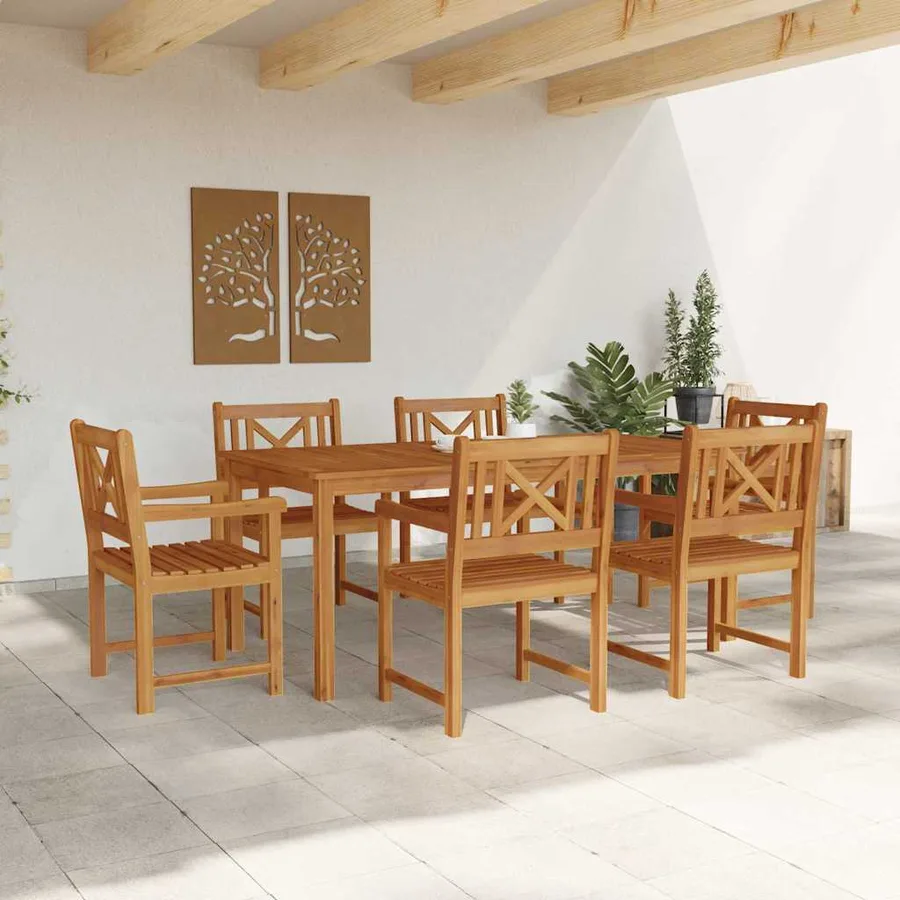 Ensemble de salle à manger pour jardin 7 pcs Marron - 4