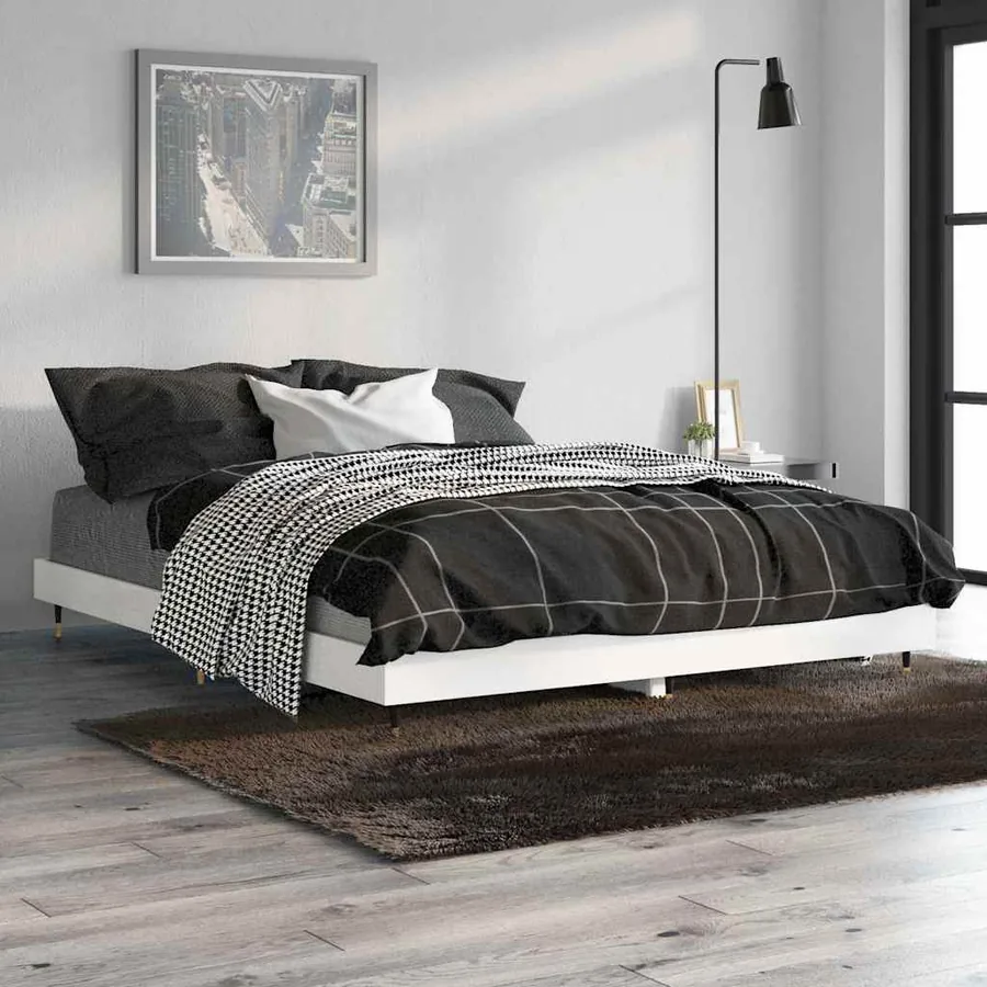 Cadre de lit sans matelas blanc brillant 135x190 cm