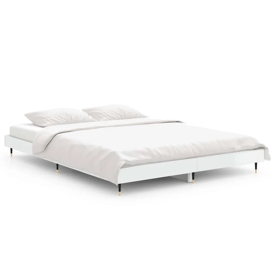 Cadre de lit sans matelas blanc brillant 135x190 cm - 2