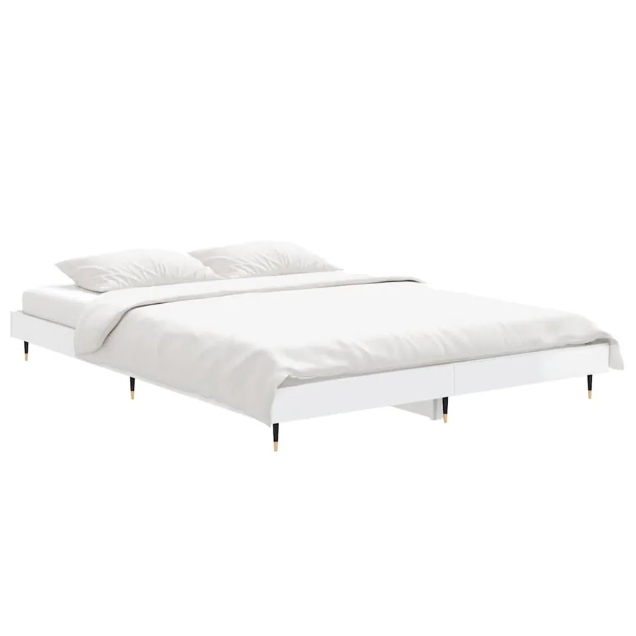 Cadre de lit sans matelas blanc brillant 135x190 cm - 3