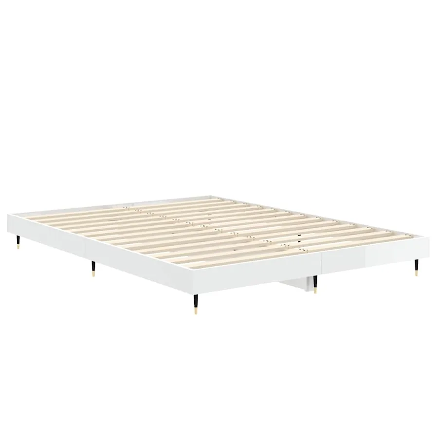 Cadre de lit sans matelas blanc brillant 135x190 cm - 5