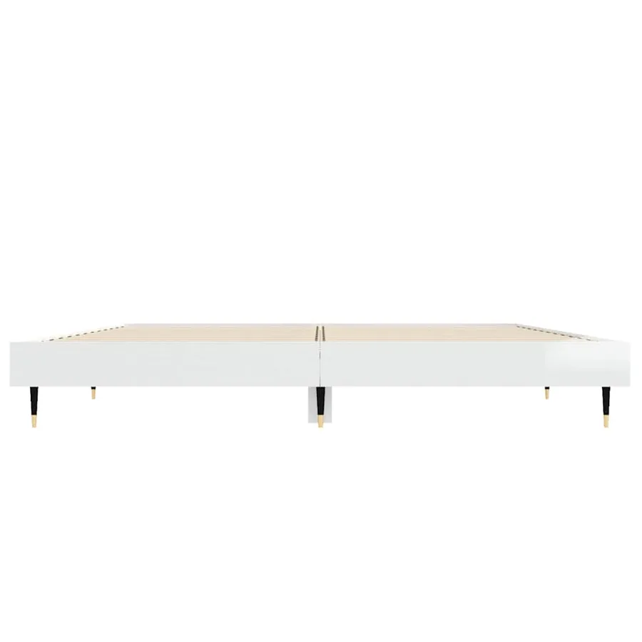 Cadre de lit sans matelas blanc brillant 135x190 cm - 6