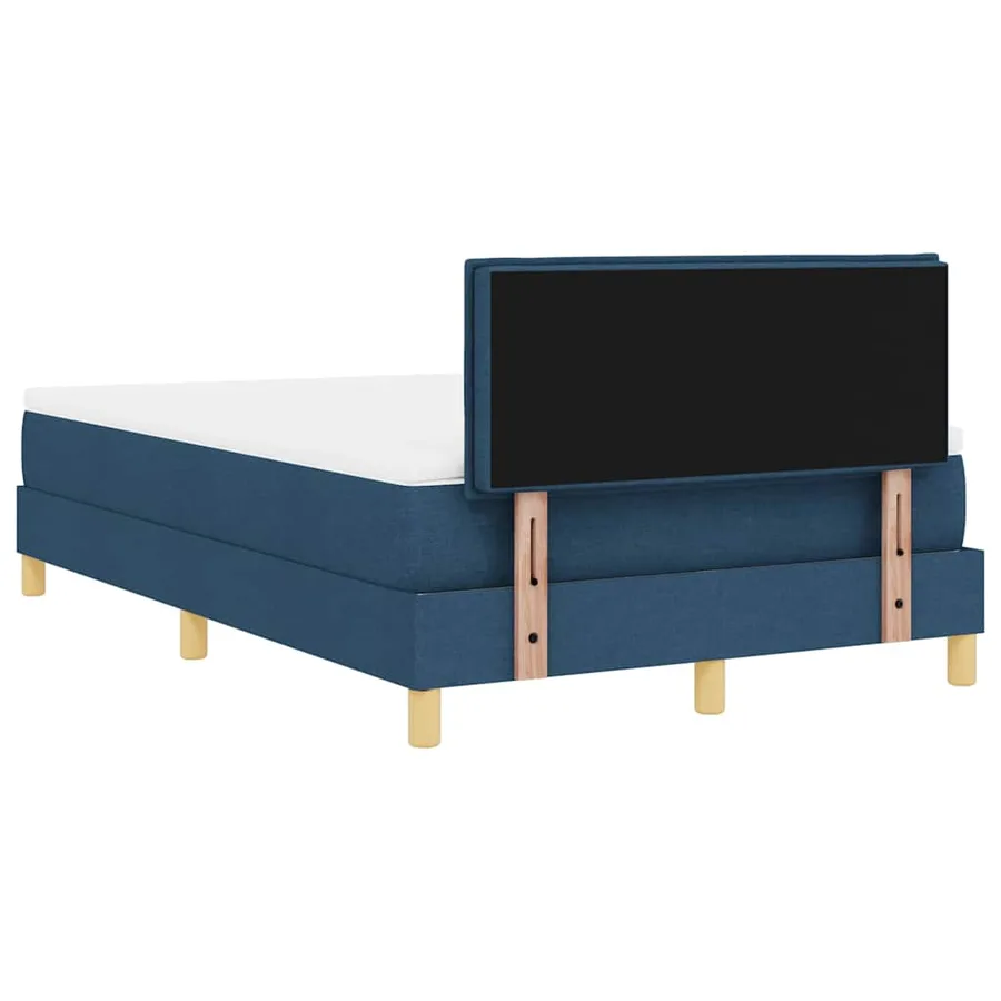 Lit à ressorts avec coussin Bleu 120 x 190 cm tissu - 9