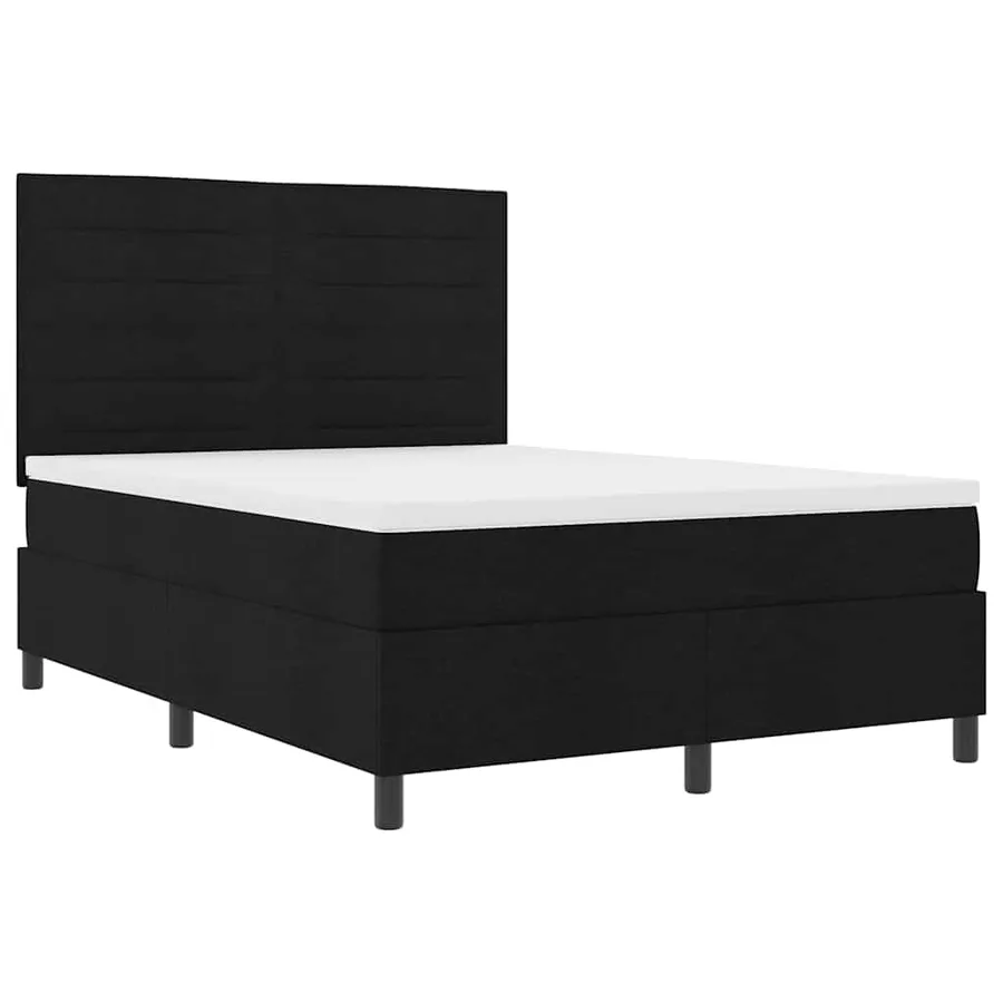 Lit à ressorts avec matelas Noir 140 x 190 cm tissu - 5