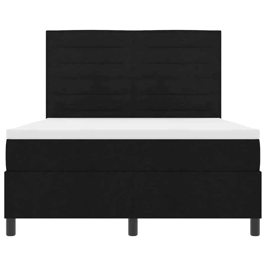 Lit à ressorts avec matelas Noir 140 x 190 cm tissu - 7