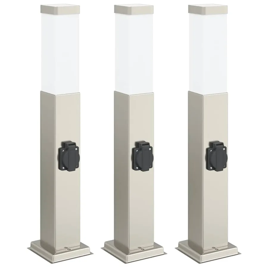 Bornes lumineuses avec sortie lot de 3 50 cm acier inoxydable IP44 - 2