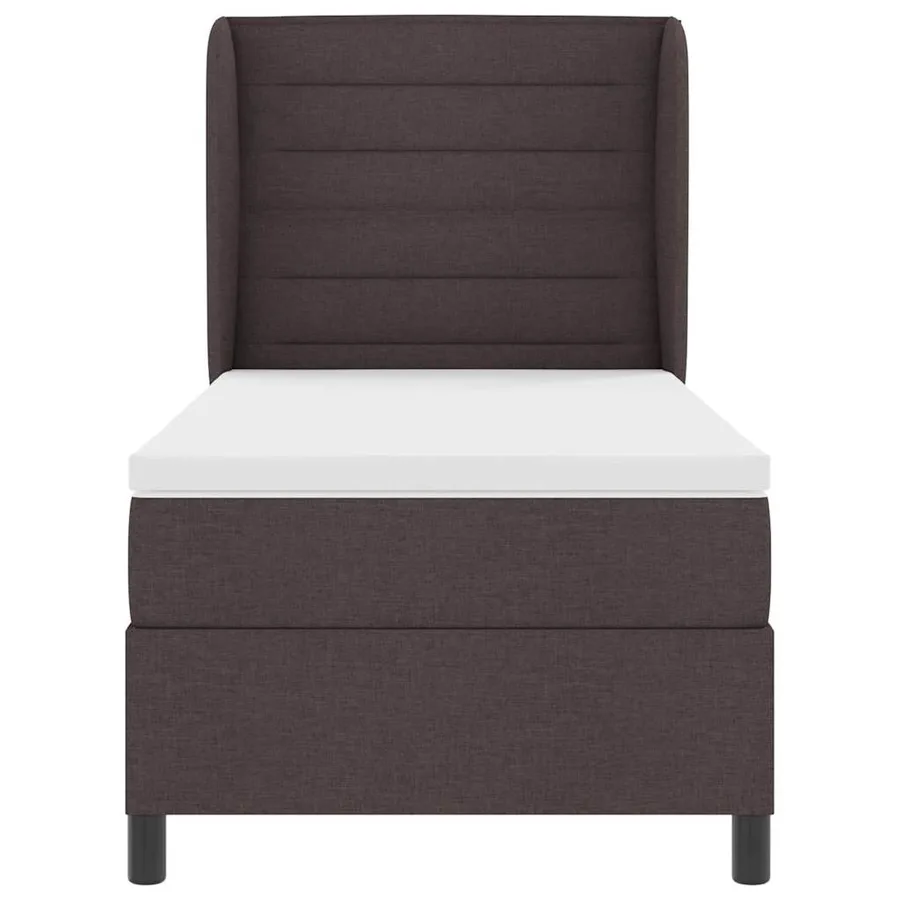 Lit à ressorts avec matelas Marron foncé 90 x 200 cm tissu - 7