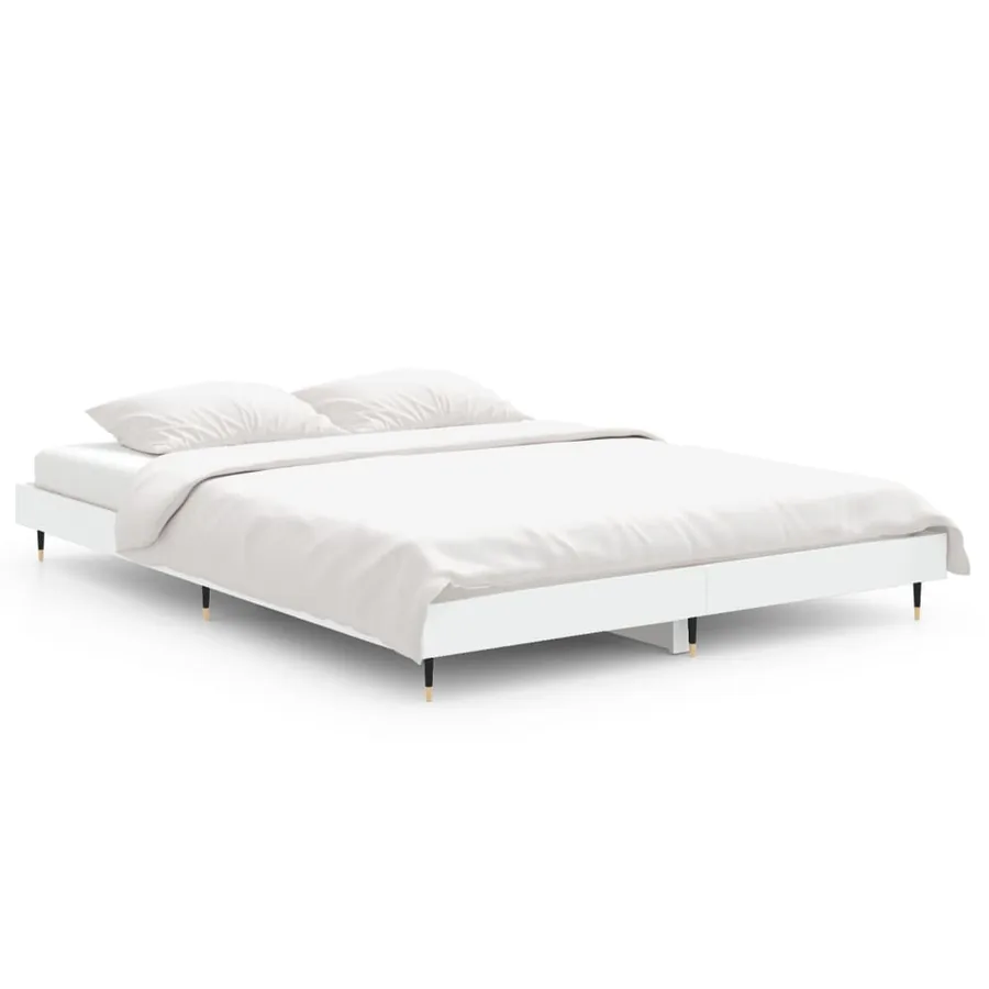 Cadre de lit sans matelas blanc 135x190 cm bois d'ingénierie - 2
