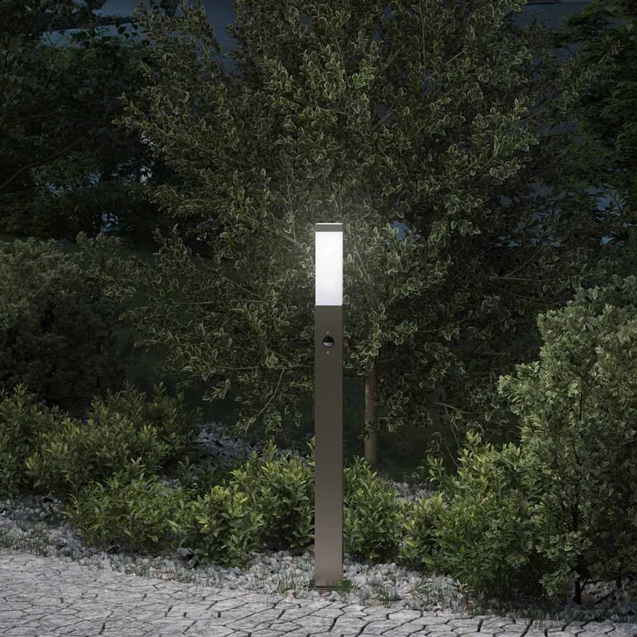 Borne lumineuse avec détecteur 80 cm en acier inoxydable IP44