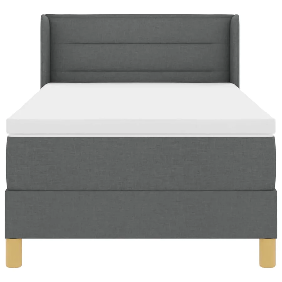 Lit à ressorts avec matelas Gris foncé 200 x 90 cm tissu - 7
