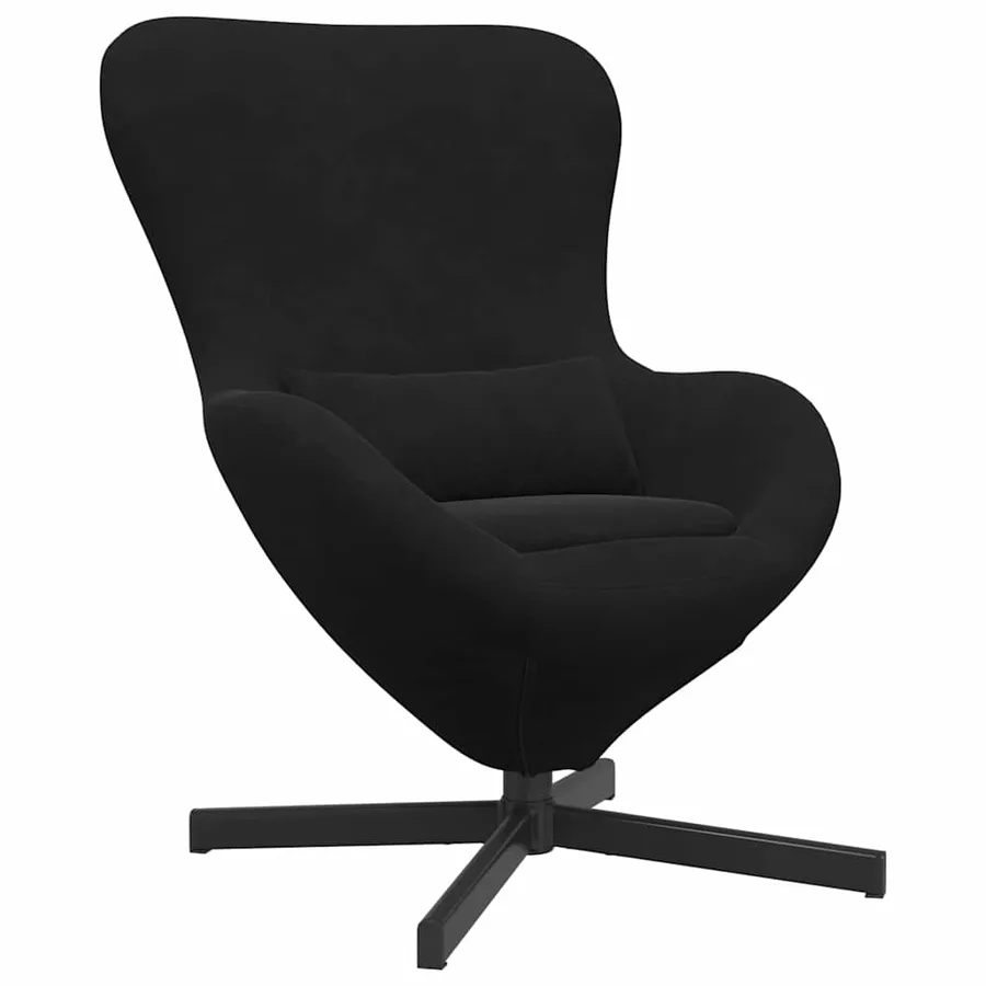 Fauteuil œuf Noir 63 x 73 x 90 cm Velours - 2