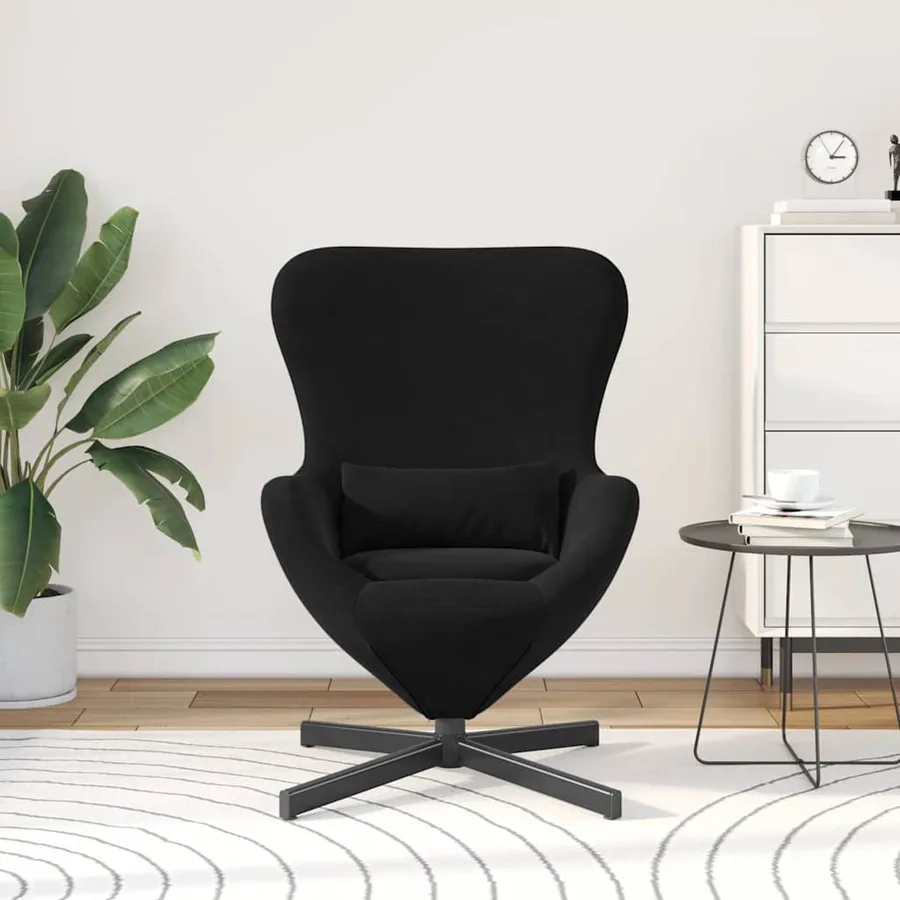 Fauteuil œuf Noir 63 x 73 x 90 cm Velours - 3