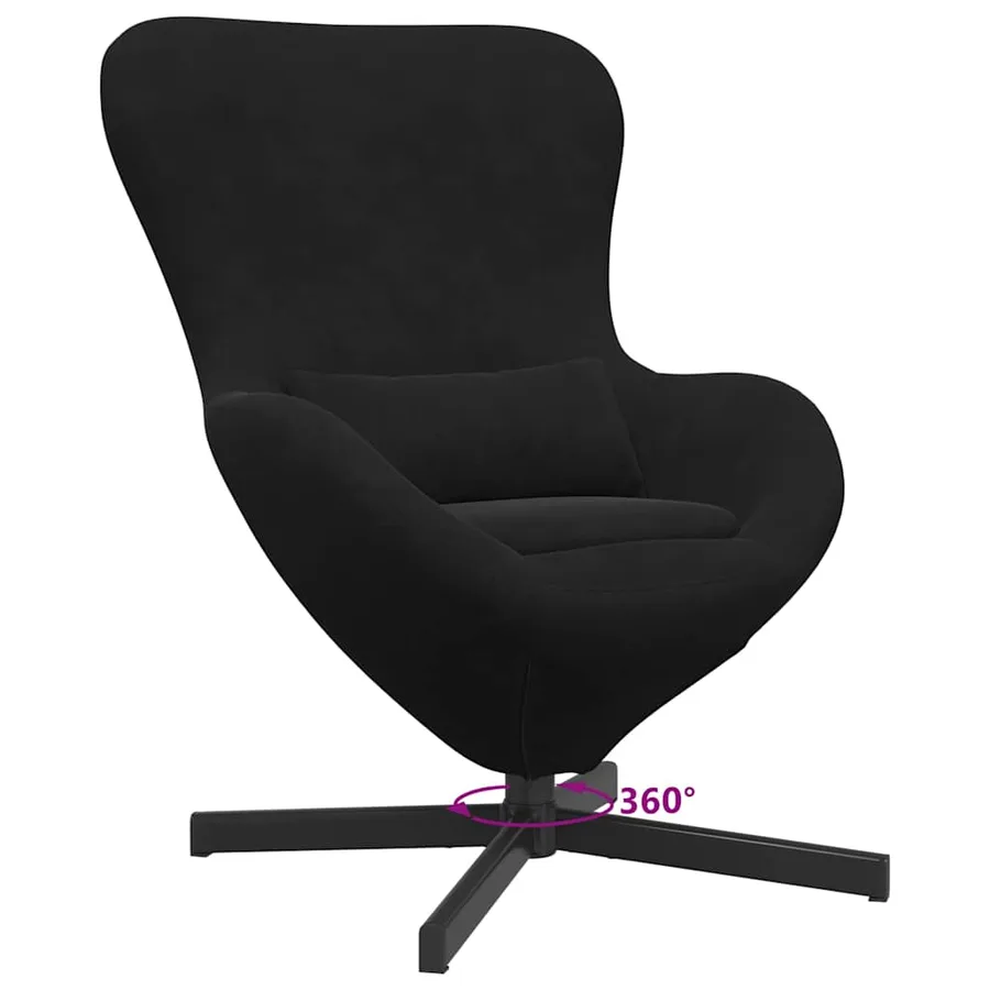 Fauteuil œuf Noir 63 x 73 x 90 cm Velours - 9