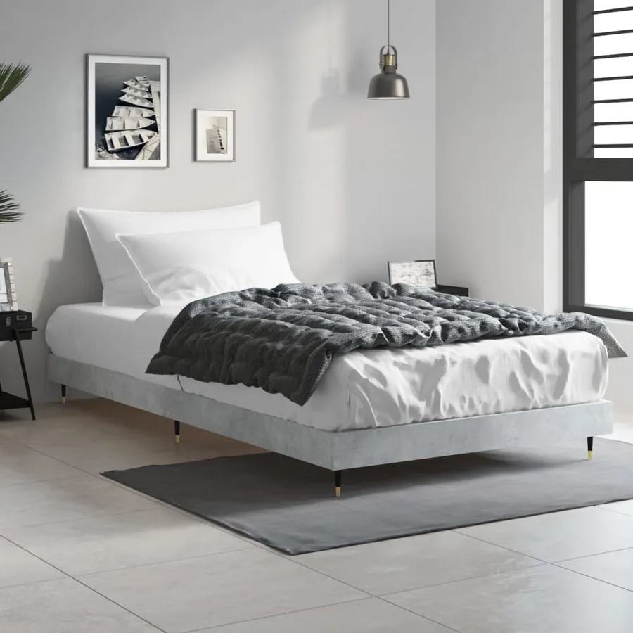 Cadre de lit sans matelas gris béton 90x200 cm - 3