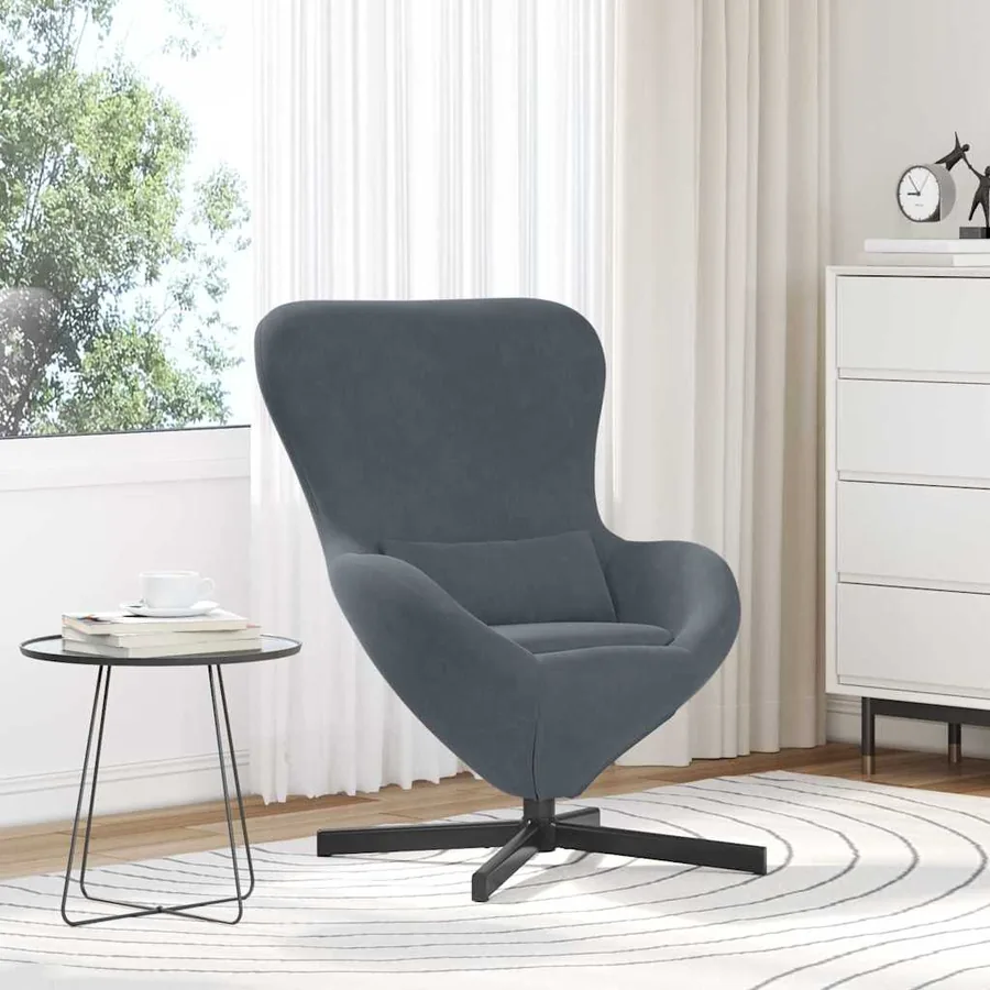 Fauteuil œuf Gris foncé 63 x 73 x 90 cm Velours