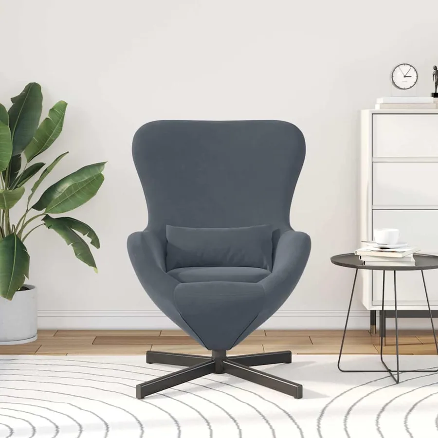 Fauteuil œuf Gris foncé 63 x 73 x 90 cm Velours - 3