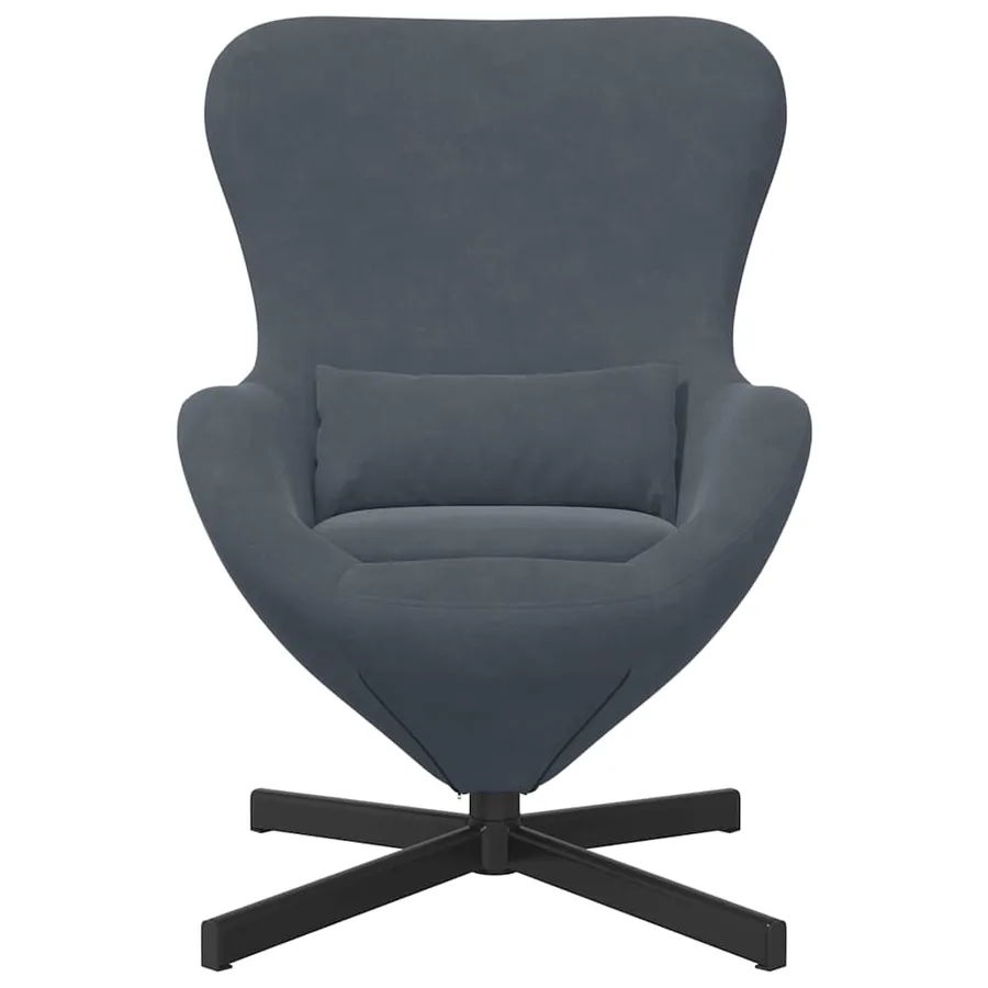 Fauteuil œuf Gris foncé 63 x 73 x 90 cm Velours - 4