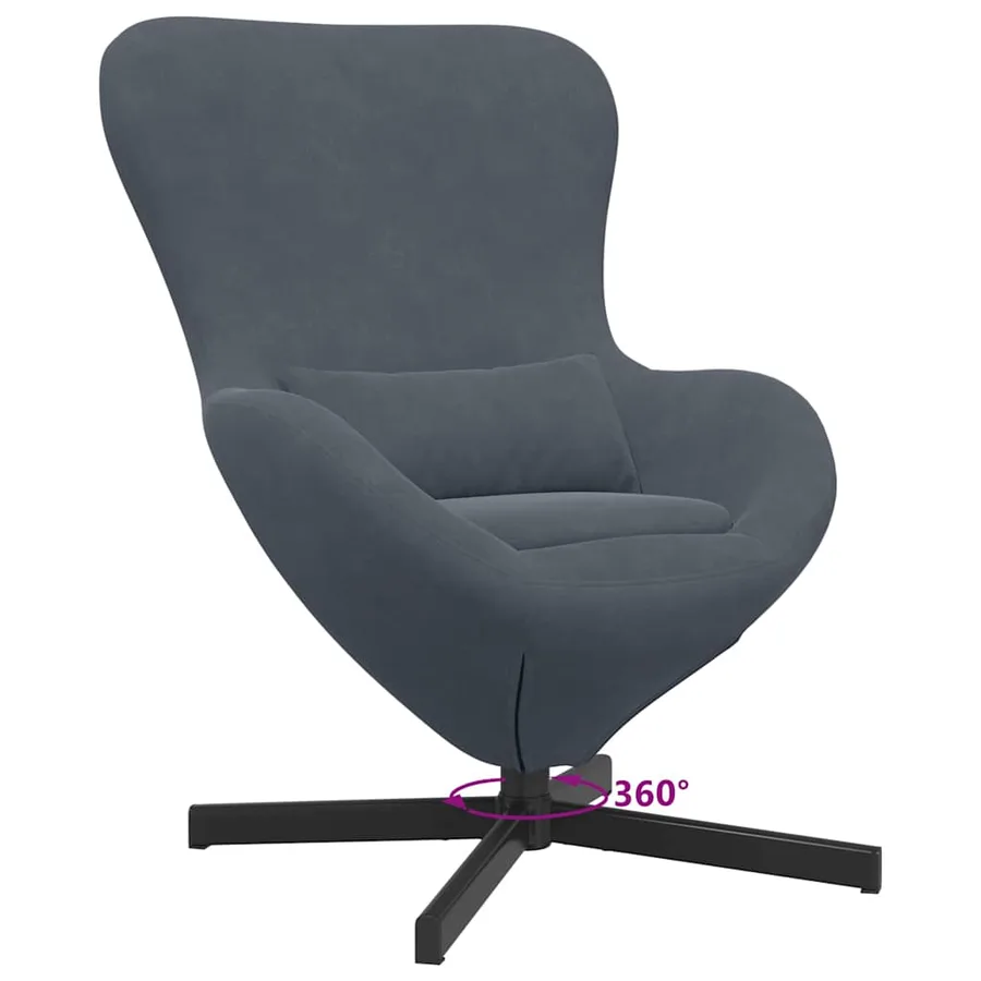 Fauteuil œuf Gris foncé 63 x 73 x 90 cm Velours - 9