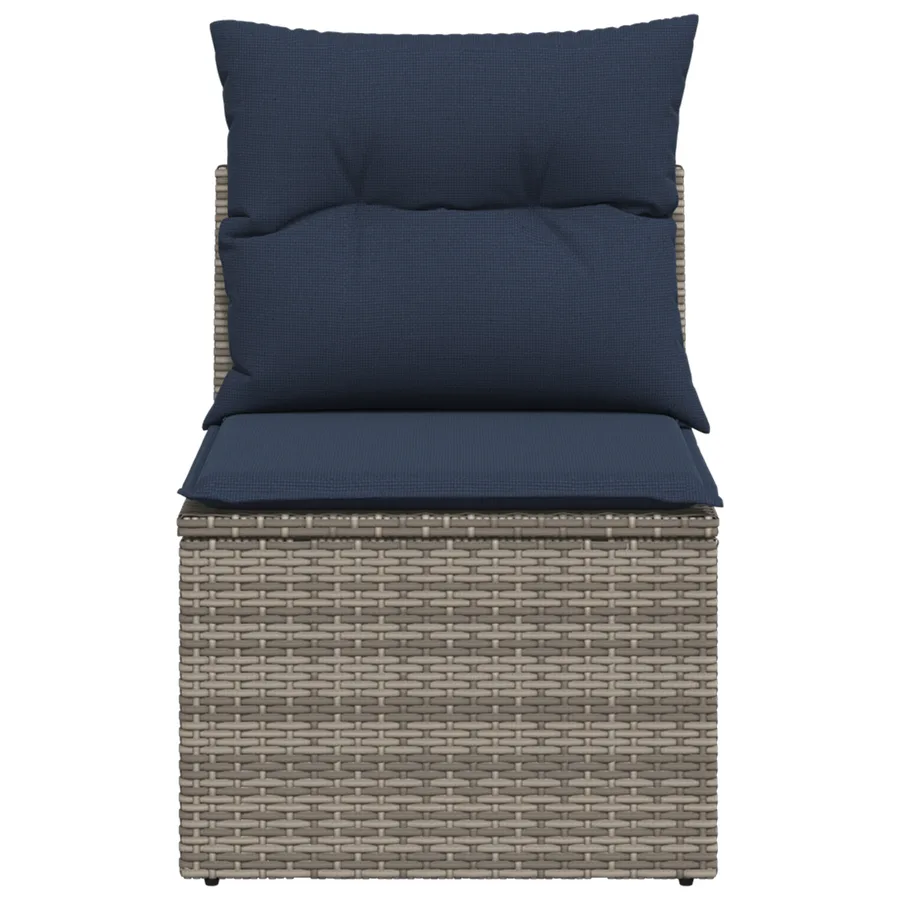 Canapé de jardin sans accoudoirs coussins gris résine tressée - 4
