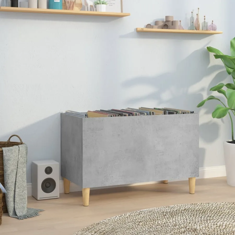 Armoire à disques gris béton 74,5x38x48 cm bois d'ingénierie