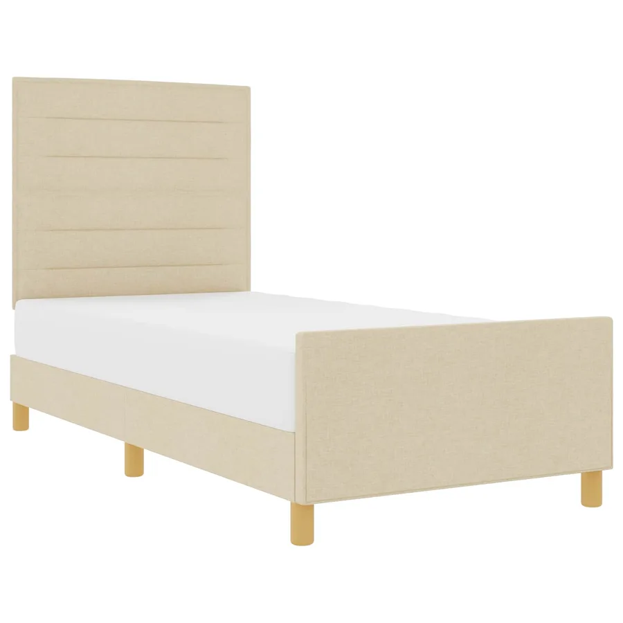 Cadre de lit avec tête de lit Crème 80 x 200 cm tissu - 2
