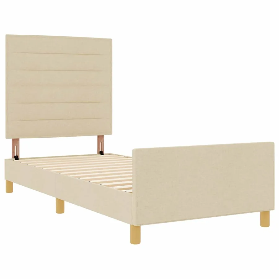 Cadre de lit avec tête de lit Crème 80 x 200 cm tissu - 4