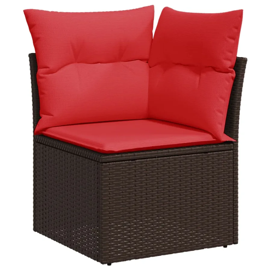 Ensemble de canapé de jardin 9 pcs avec coussins marron résine tressée - 4
