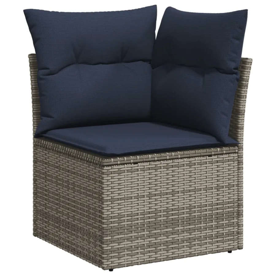 Ensemble de canapé de jardin 8 pcs avec coussins gris résine tressée - 4