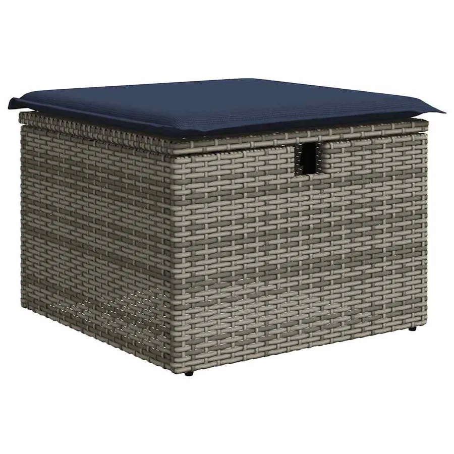 Salon de jardin 6 pcs avec coussins gris résine tressée - 5