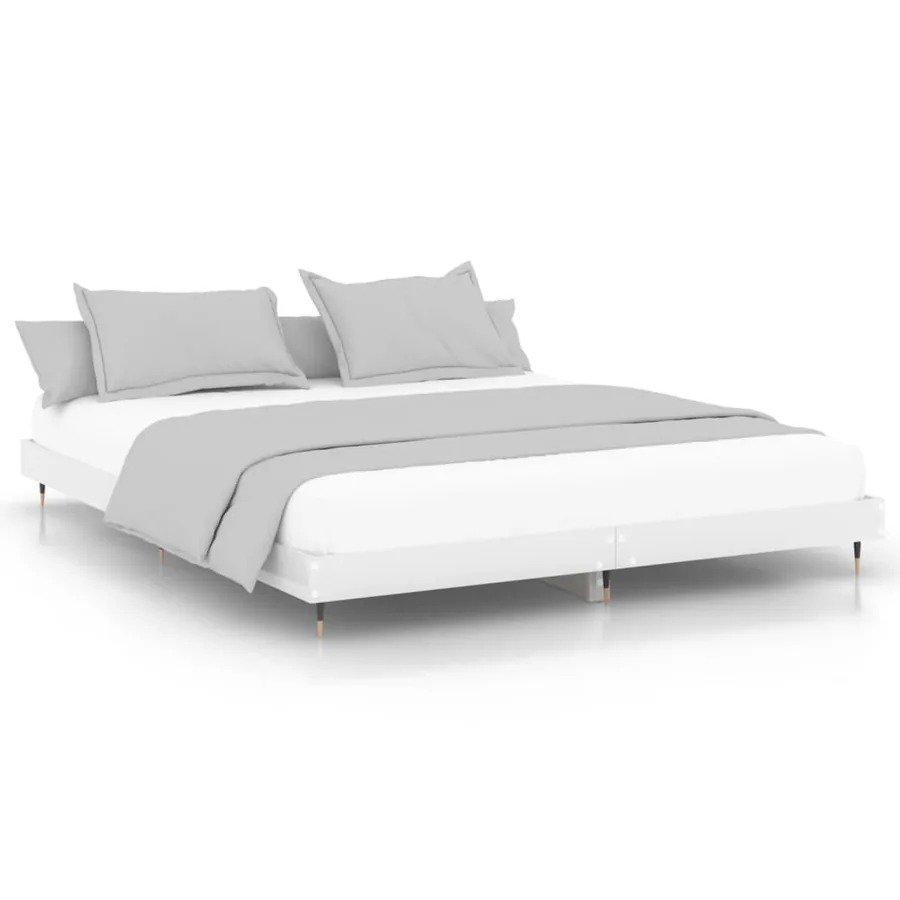 Cadre de lit sans matelas blanc brillant 140x200 cm - 2