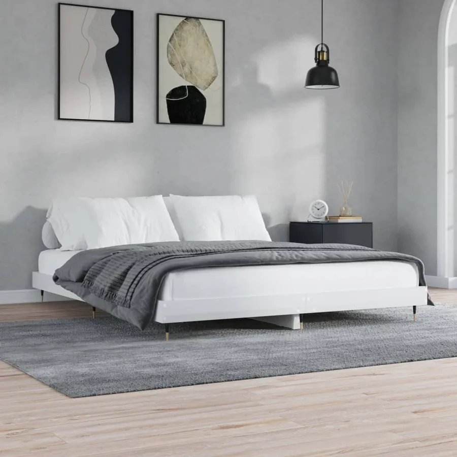 Cadre de lit sans matelas blanc brillant 140x200 cm - 3
