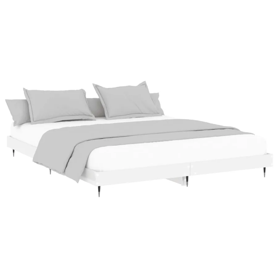 Cadre de lit sans matelas blanc brillant 140x200 cm - 4