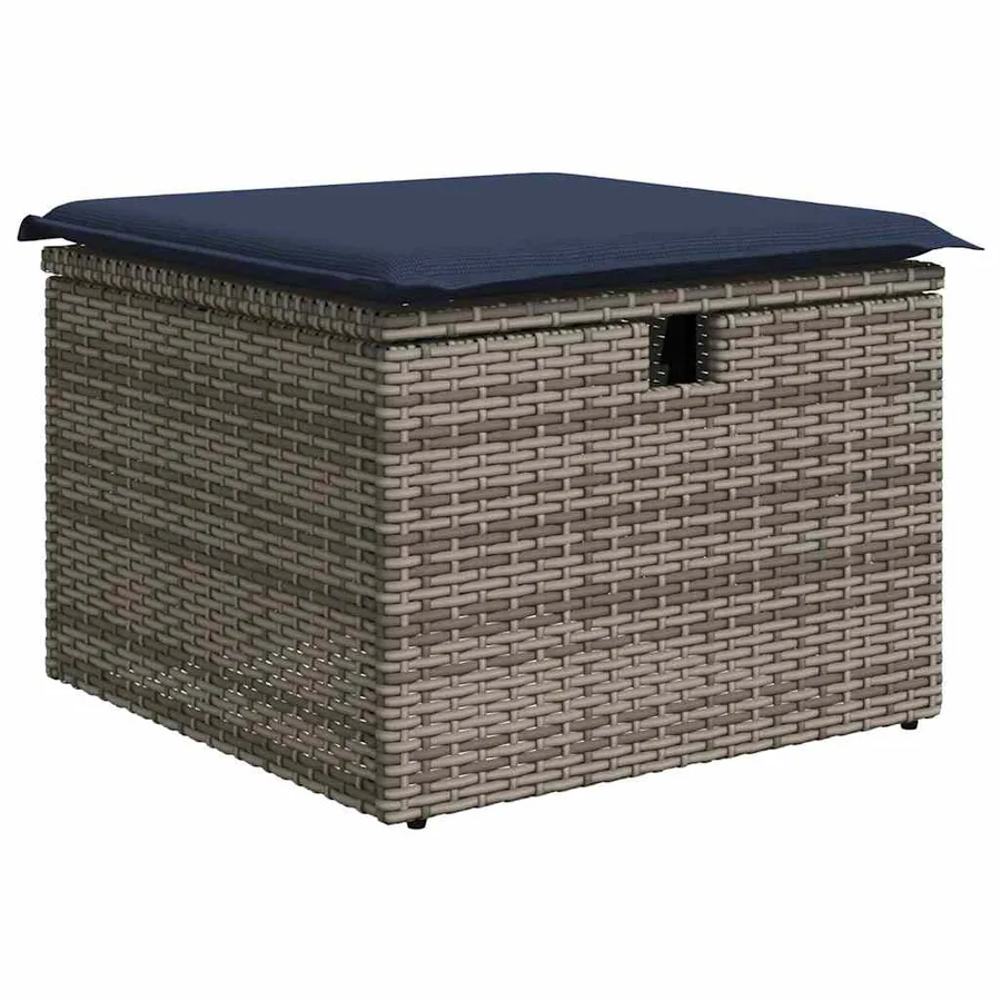 Salon de jardin avec coussins 7 pcs gris résine tressée - 6