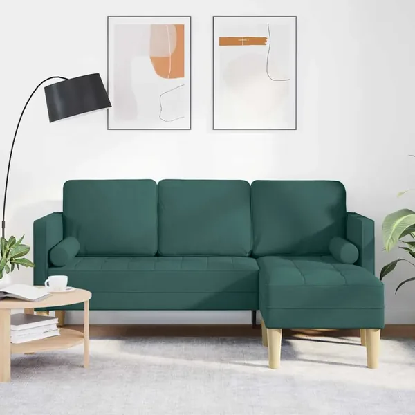 Ensemble de Canapés avec coussin Vert foncé Polyester